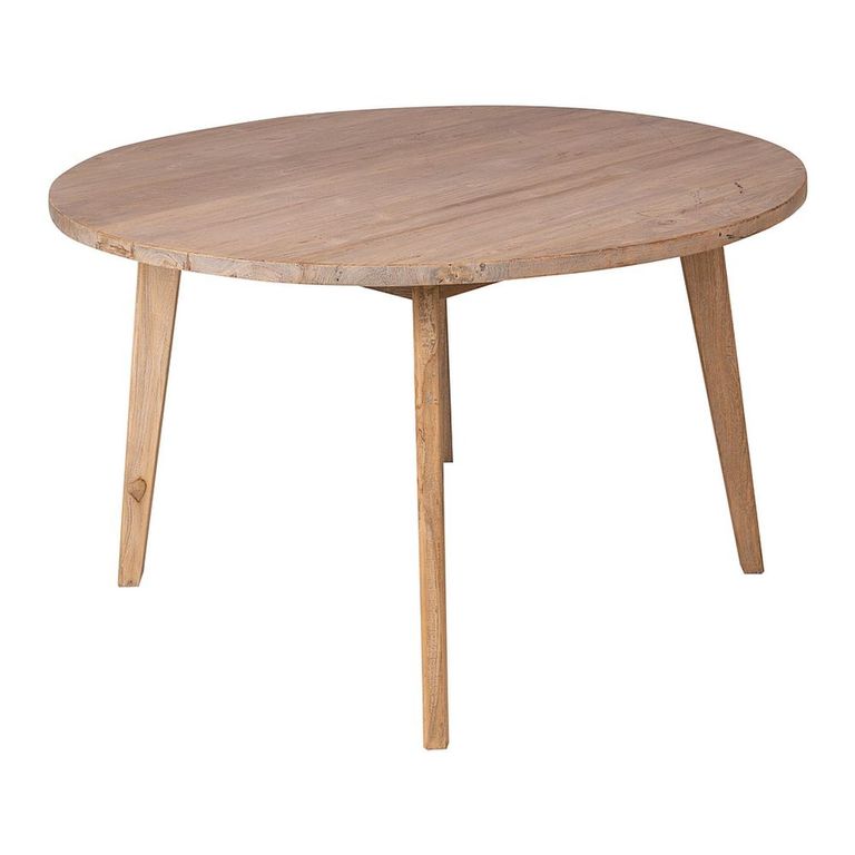 Hugo Dining Table - 160cm - 8 Seater - Round - Tapered Legs - Natural - Teak Wood