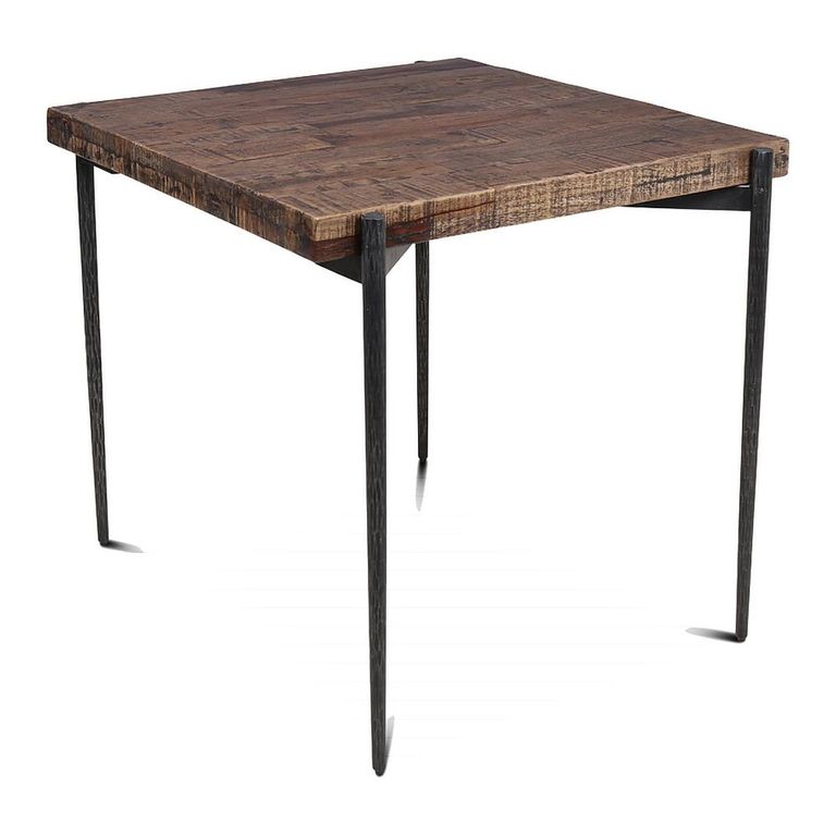 Neil Industrial Dining Table - 80cm - 2 Seater - Square - Brown and Black - Wood and Metal