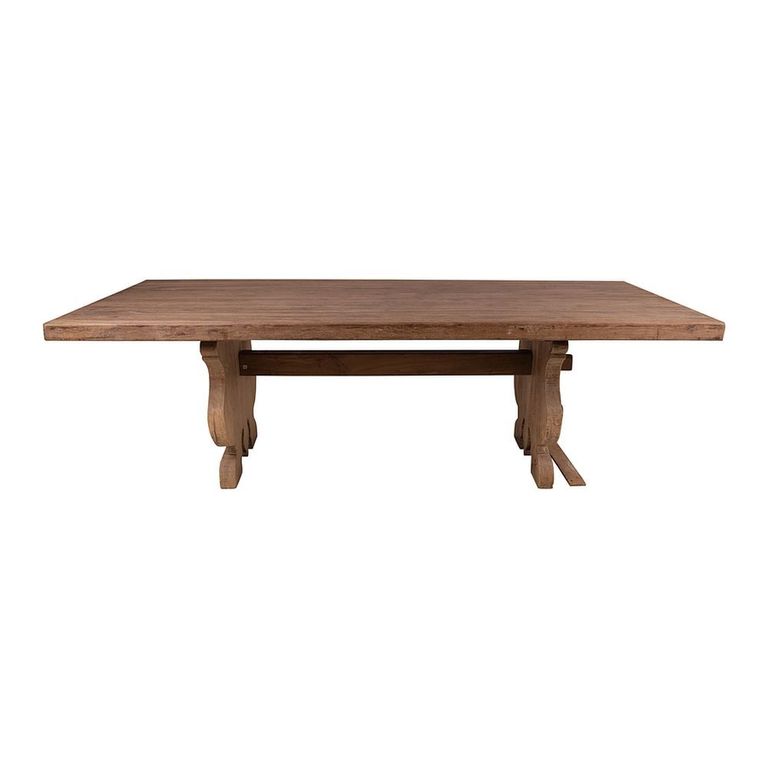 Refectory Dining Table - 245cm - 10 Seater - Hand Carved - Rustic Natural - Wooden
