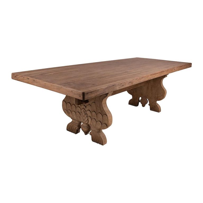 Refectory Dining Table - 245cm - 10 Seater - Hand Carved - Rustic Natural - Wooden