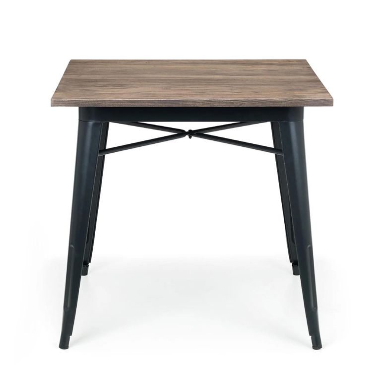 Grafton Dining Table - 80cm - 4 Seater - Square - Black - Elm Wood and Metal