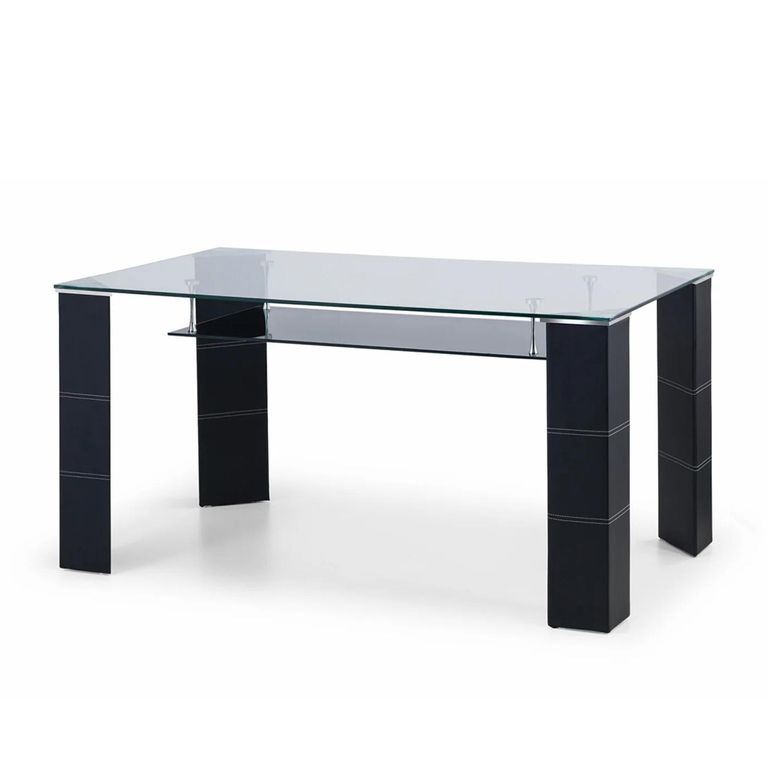 Greenwich Dining Table - 150cm - 6 Seater - Black - Glass and Metal