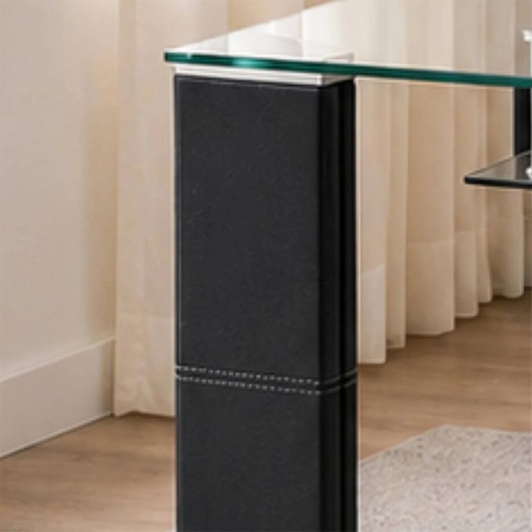 Greenwich Dining Table - 150cm - 6 Seater - Black - Glass and Metal