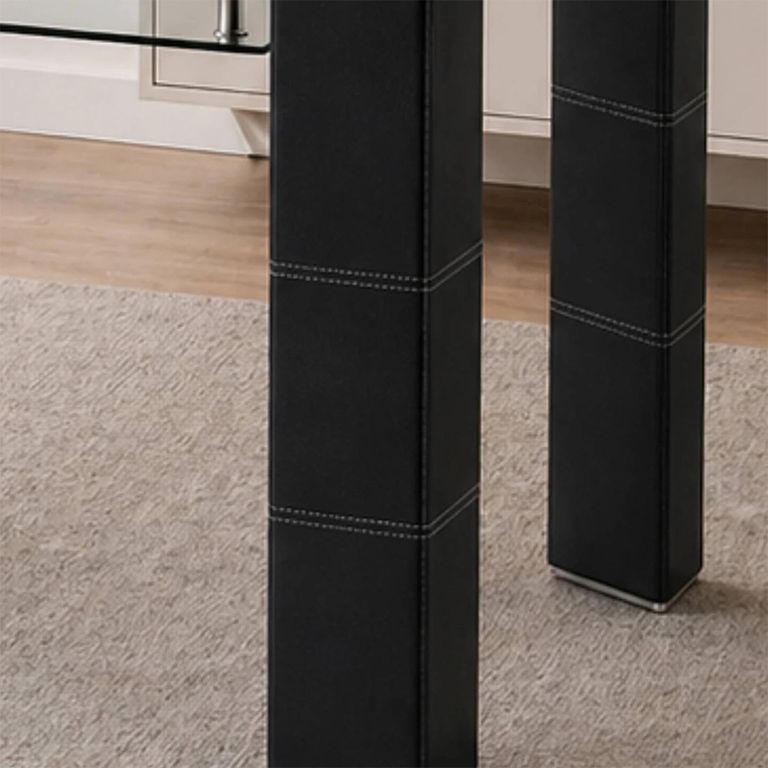 Greenwich Dining Table - 150cm - 6 Seater - Black - Glass and Metal
