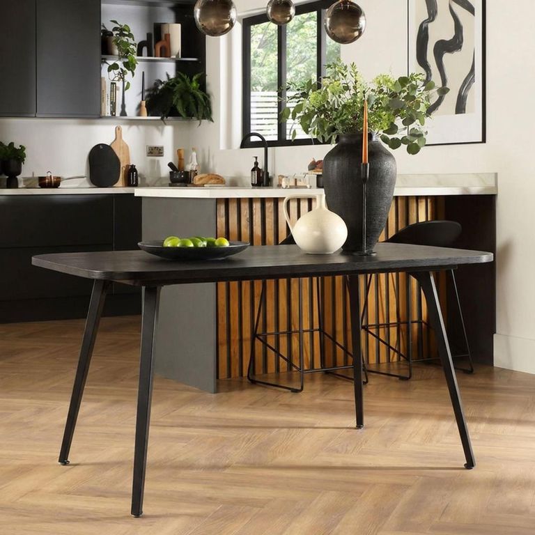 Adam Curved Dining Table - 180cm - 8 Seater - Black - Wooden
