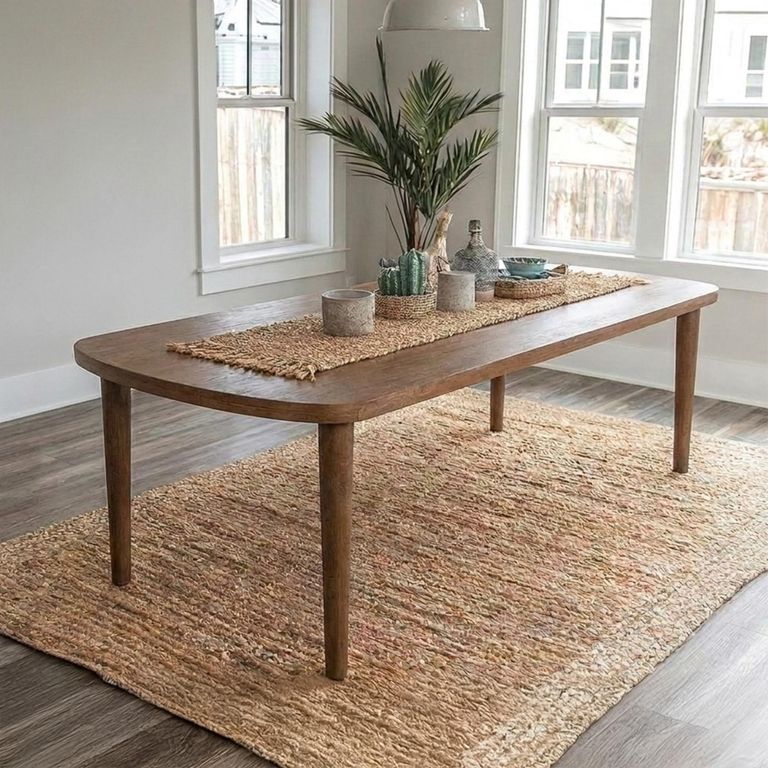 Babel Curved Dining Table - 200cm - 8 Seater - Natural - Wooden