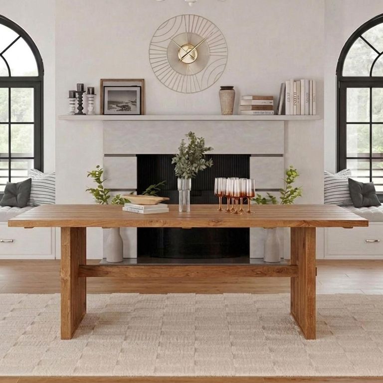 Byron Dining Table - 200cm - 8 Seater - Slatted Base - Brown - Teak Wood