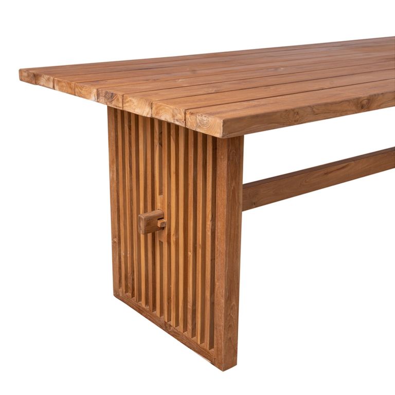 Byron Dining Table - 200cm - 8 Seater - Slatted Base - Brown - Teak Wood