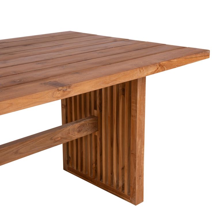Byron Dining Table - 200cm - 8 Seater - Slatted Base - Brown - Teak Wood