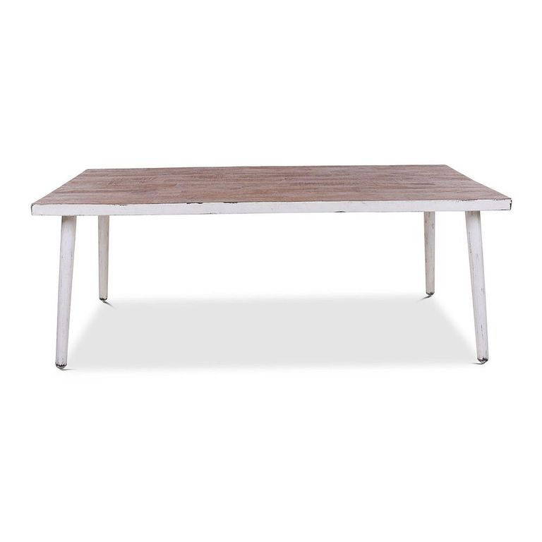 Jeff Dining Table - 220cm - 8 Seater - Tapered Legs - White Washed - Mango Wood