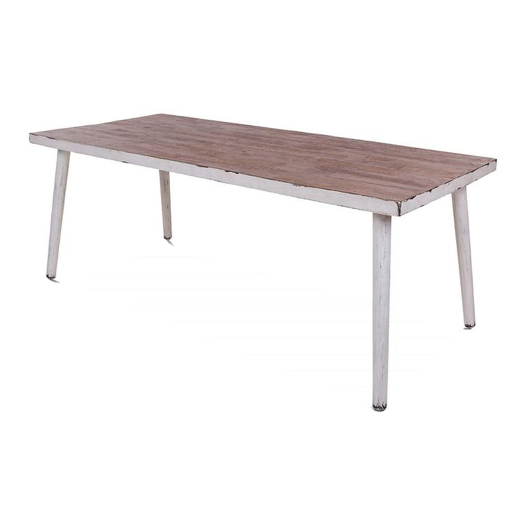 Jeff Dining Table - 220cm - 8 Seater - Tapered Legs - White Washed - Mango Wood