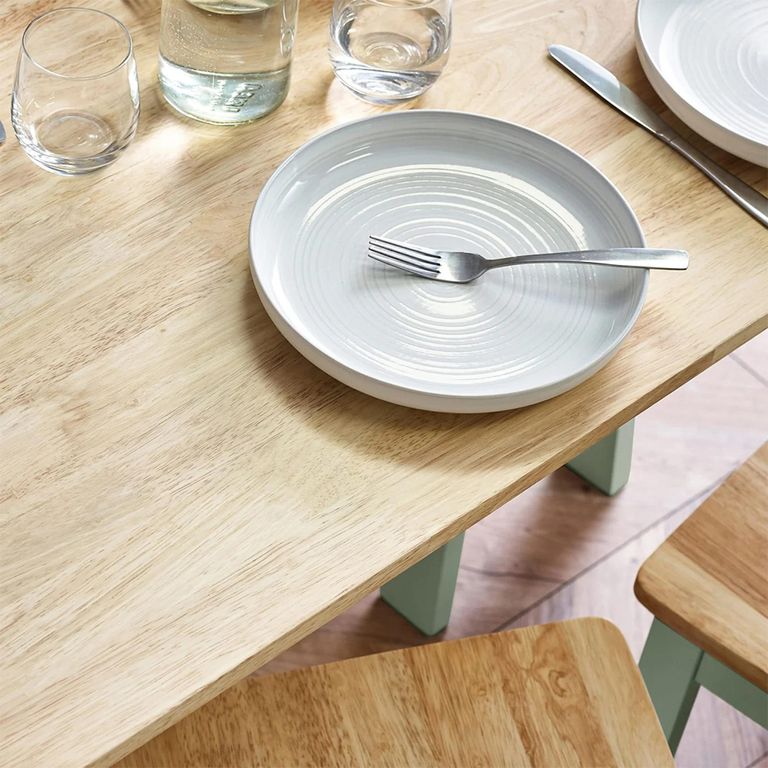 Linwood Dining Table - 114cm - 4 Seater - Natural and Sage Green Painted- Oak Effect