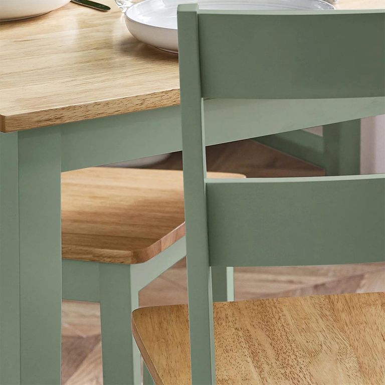 Linwood Dining Table - 114cm - 4 Seater - Natural and Sage Green Painted- Oak Effect