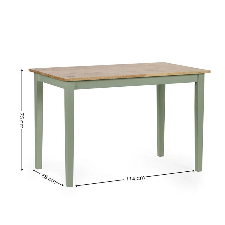 Linwood Dining Table - 114cm - 4 Seater - Natural and Sage Green Painted- Oak Effect