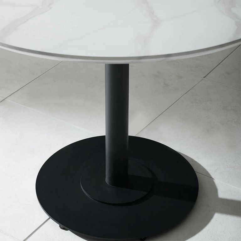 Luca Dining Table - 100cm - 4 Seater - Round - White and Black - Marble Effect and Metal