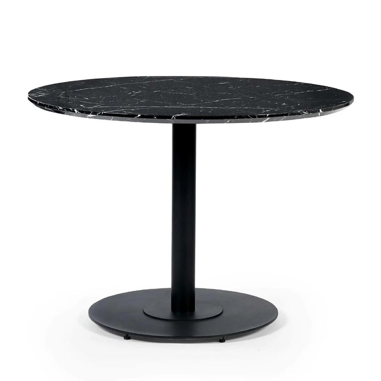Luca Dining Table - 80cm - 2 Seater - Round - Black - Marble Effect and Metal