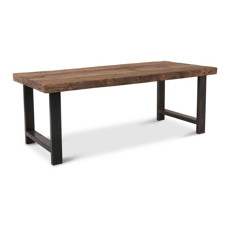 Bassano Industrial Dining Table - 220cm - 8 Seater - Brown and Black - Recycled Wood and Metal