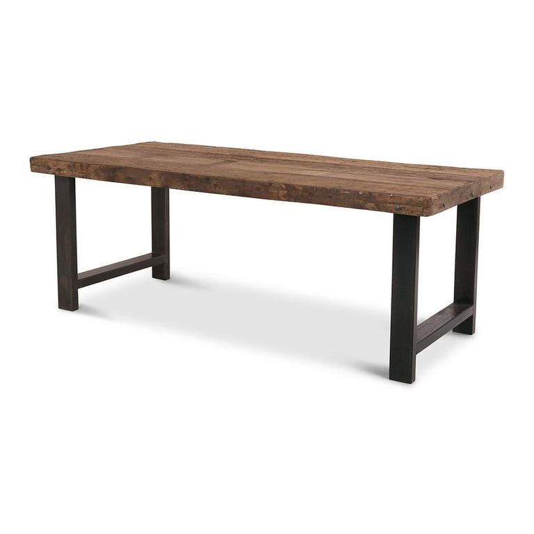 Bassano Industrial Dining Table - 220cm - 8 Seater - Brown and Black - Recycled Wood and Metal