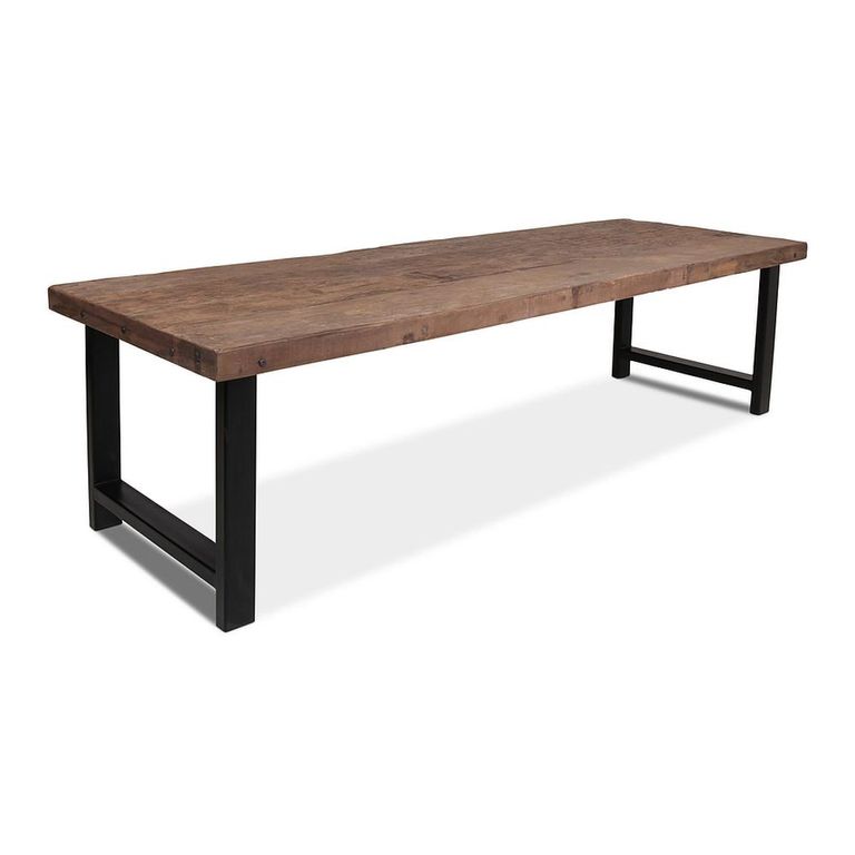 Bassano Industrial Dining Table - 300cm - 12 Seater - Brown and Black - Recycled Wood and Metal