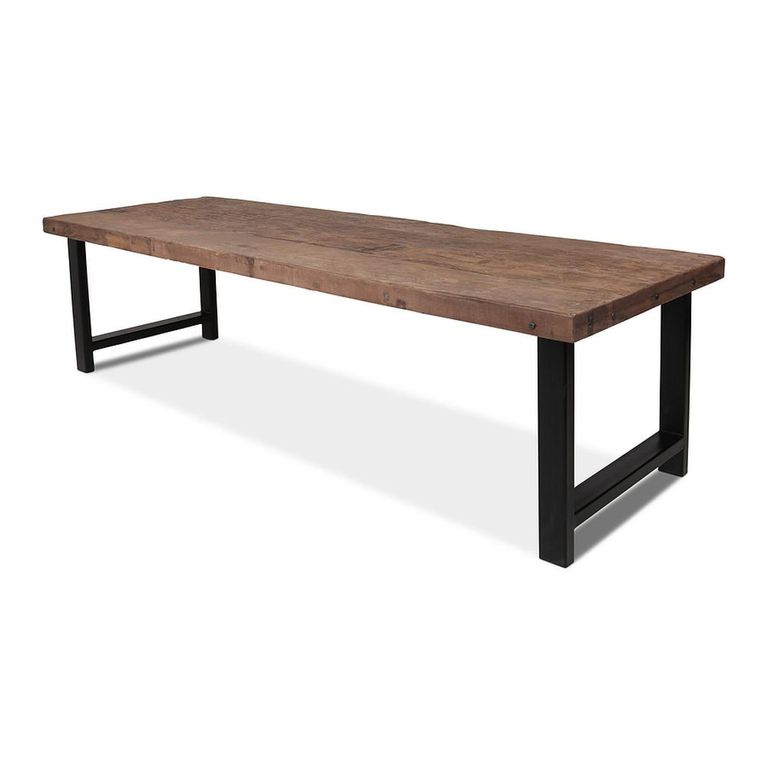 Bassano Industrial Dining Table - 300cm - 12 Seater - Brown and Black - Recycled Wood and Metal