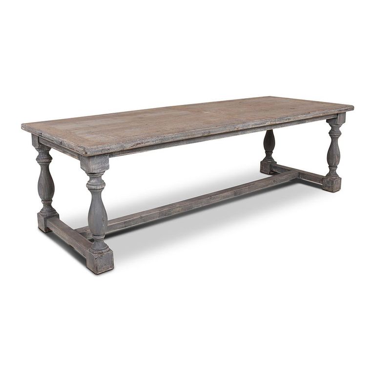 Campione Dining Table - 220cm - 8 Seater - Distressed Grey - Pine Wood