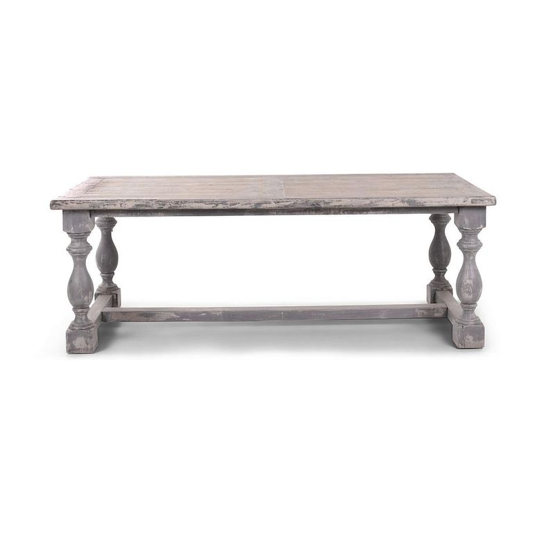 Campione Dining Table - 220cm - 8 Seater - Distressed Grey - Pine Wood