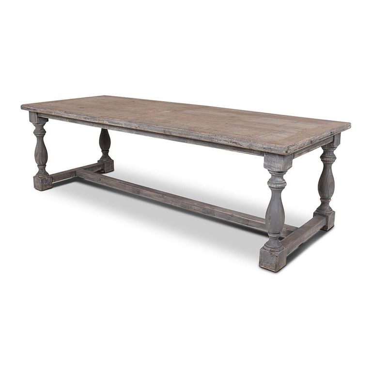 Campione Dining Table - 220cm - 8 Seater - Distressed Grey - Pine Wood