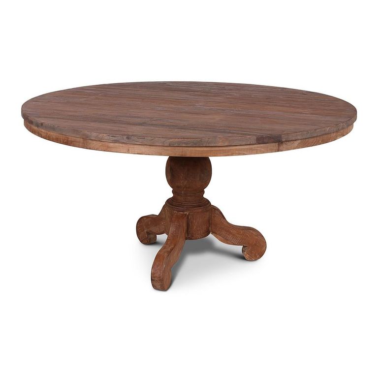 Floris Dining Table - 160cm - 6 Seater - Round - Pedestal - Brown - Recycled Teak Wood