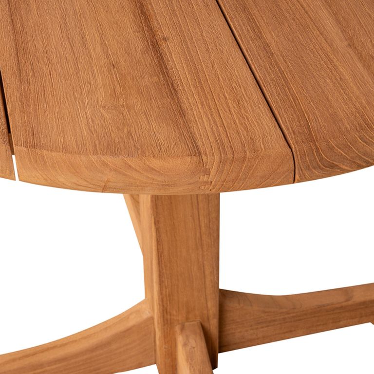 Outdoor Dining Table - 90cm - 2 Seater - Round - Pedestal - Natural - Teak Wood
