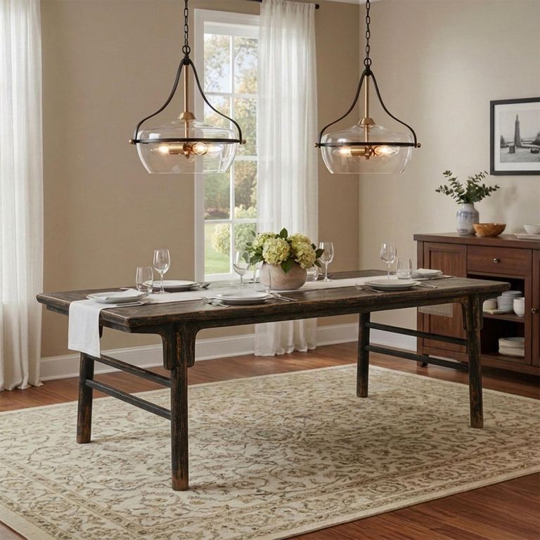 Distressed Dining Table - 233cm - 10 Seater - Black - Dark Wood