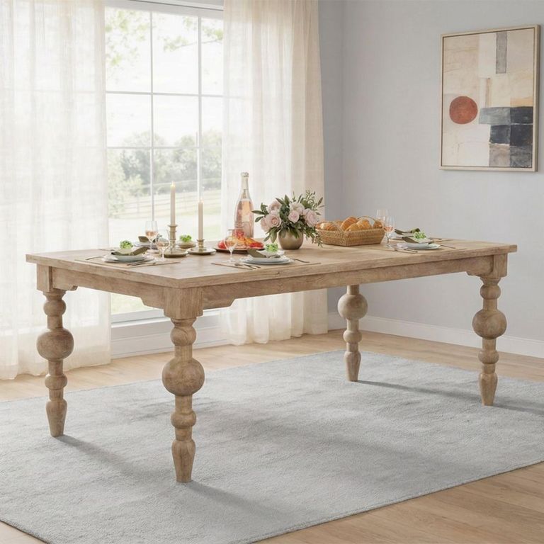 Havana Dining Table - 240cm - 10 Seater - Turned Legs - Natural - Wooden