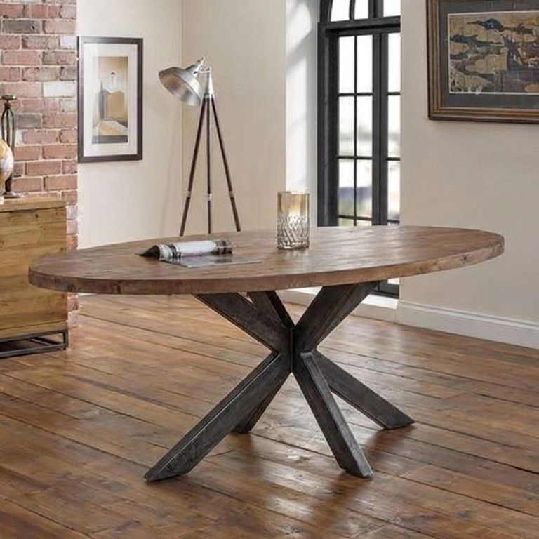 Leandro Industrial Dining Table - 240cm - 10 Seater - Oval - Spider Legs - Brown and Black - Teak Wood and Metal