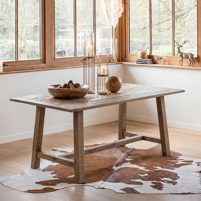 Riva Dining Table - 180cm - 8 Seater - Rustic Brown - Dark Oak