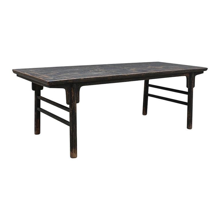 Distressed Dining Table - 233cm - 10 Seater - Black - Dark Wood