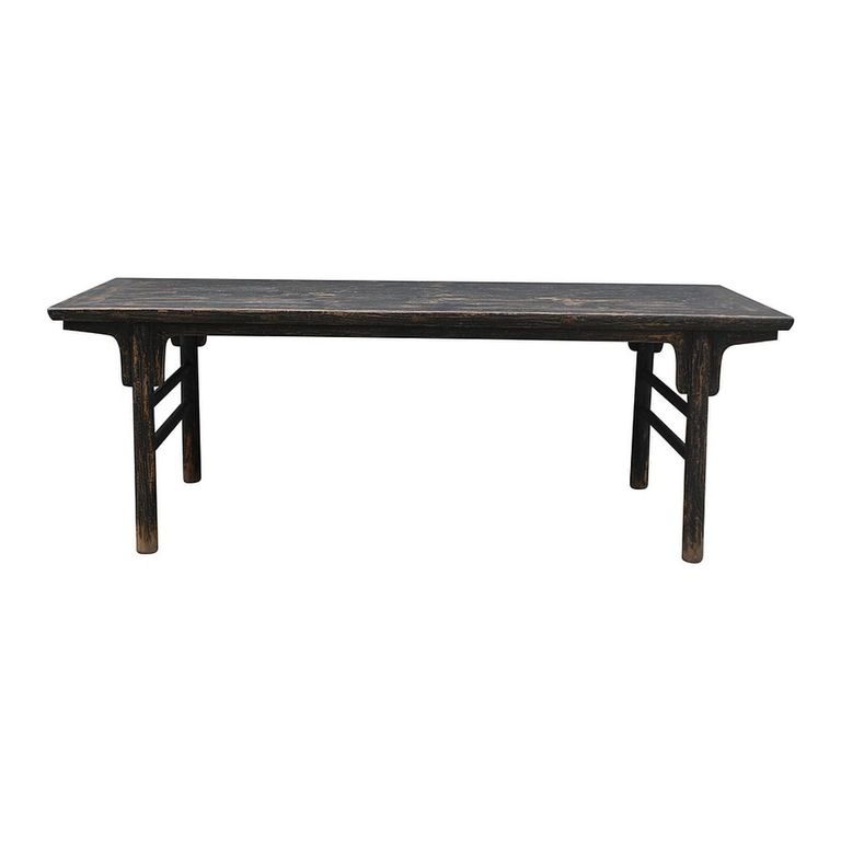 Distressed Dining Table - 233cm - 10 Seater - Black - Dark Wood