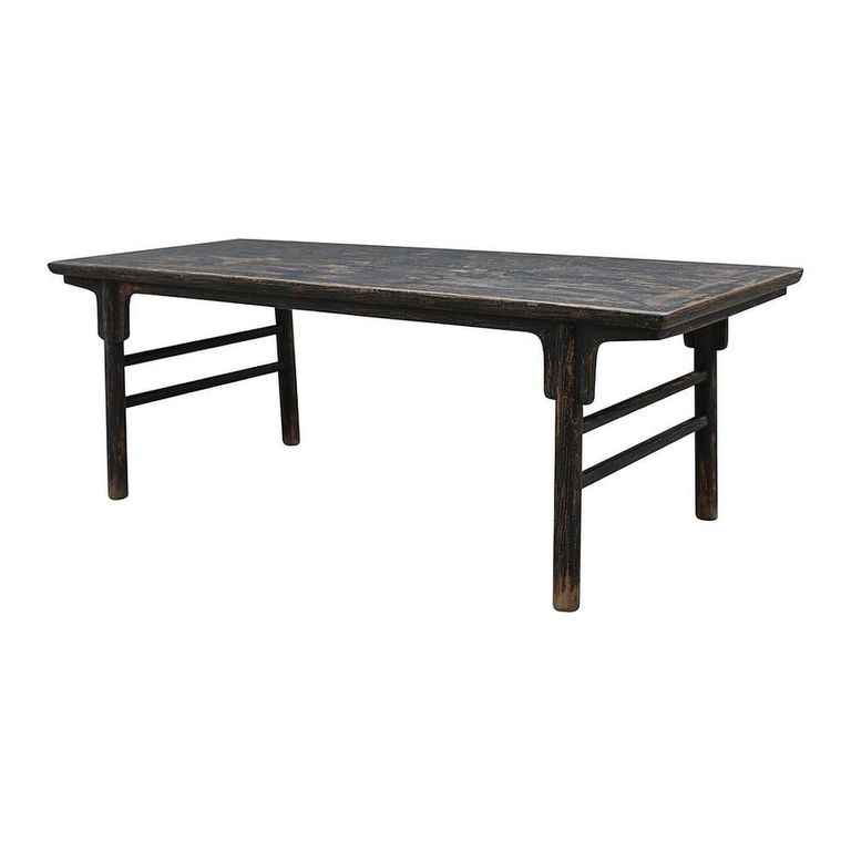 Distressed Dining Table - 233cm - 10 Seater - Black - Dark Wood