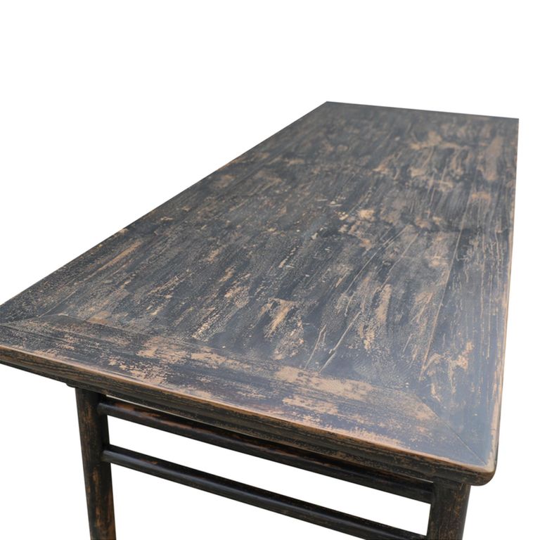 Distressed Dining Table - 233cm - 10 Seater - Black - Dark Wood