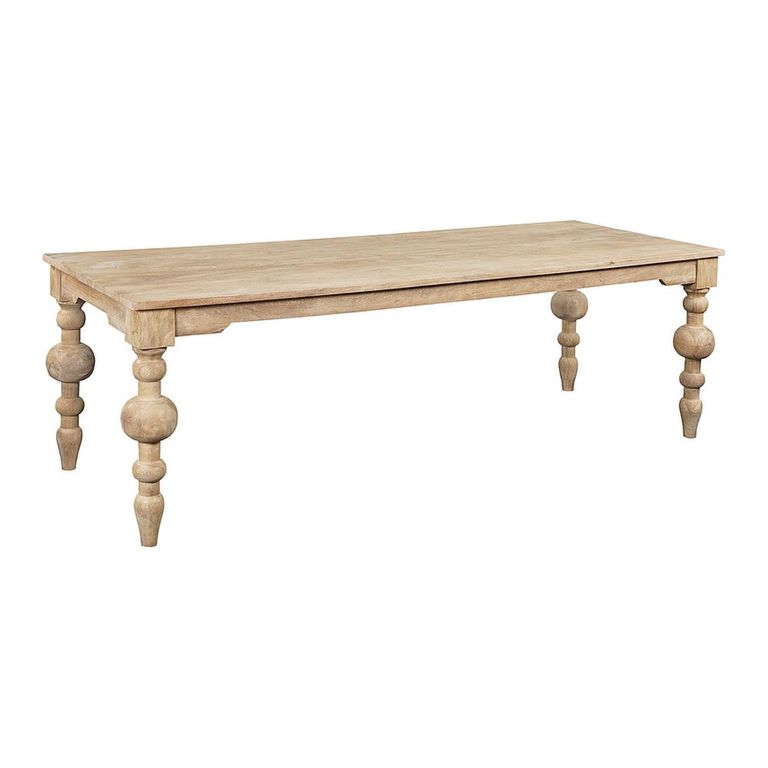 Havana Dining Table - 240cm - 10 Seater - Turned Legs - Natural - Wooden