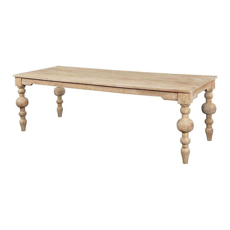 Havana Dining Table - 240cm - 10 Seater - Turned Legs - Natural - Wooden