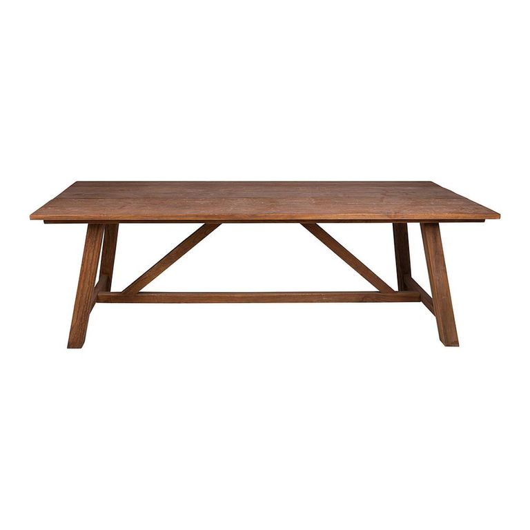 Kentucky Dining Table - 240cm - 10 Seater - Trestle Base - Brown - Wooden