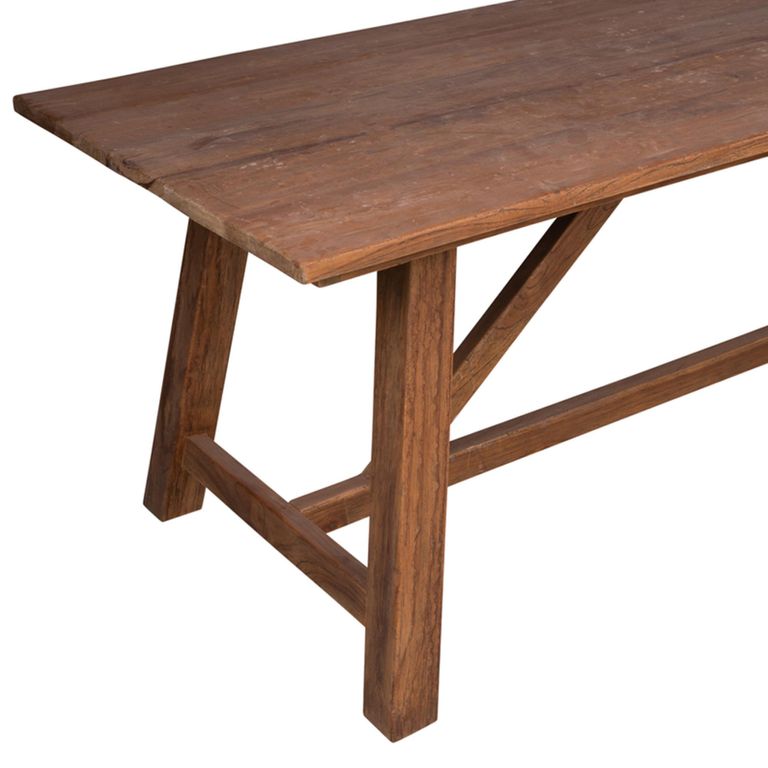 Kentucky Dining Table - 240cm - 10 Seater - Trestle Base - Brown - Wooden