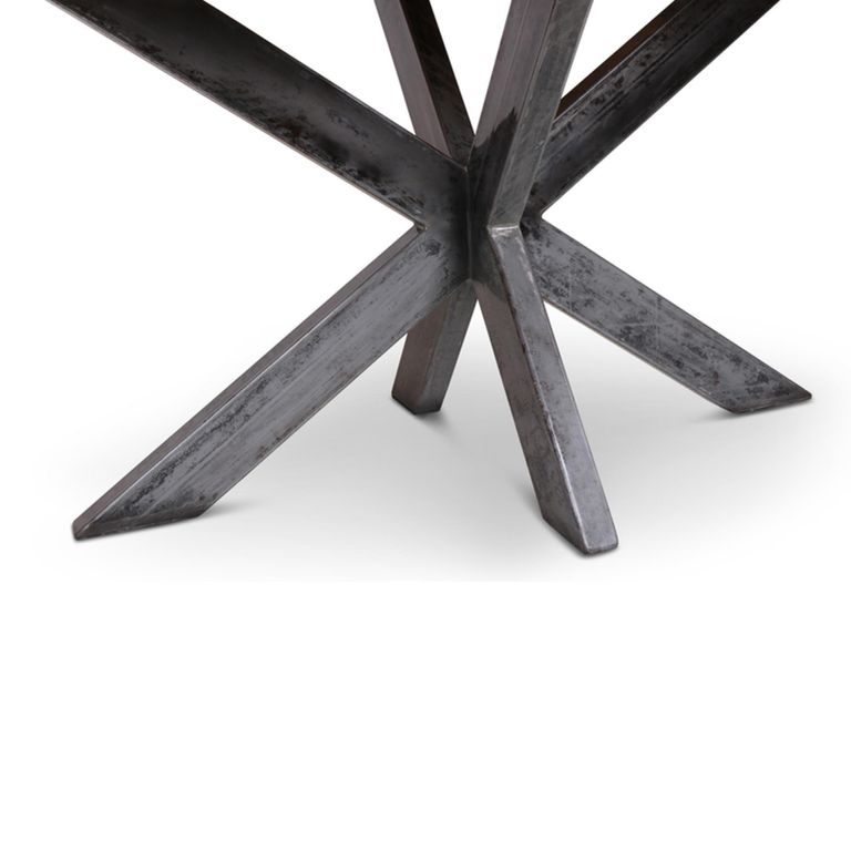 Leandro Industrial Dining Table - 240cm - 10 Seater - Oval - Spider Legs - Brown and Black - Teak Wood and Metal