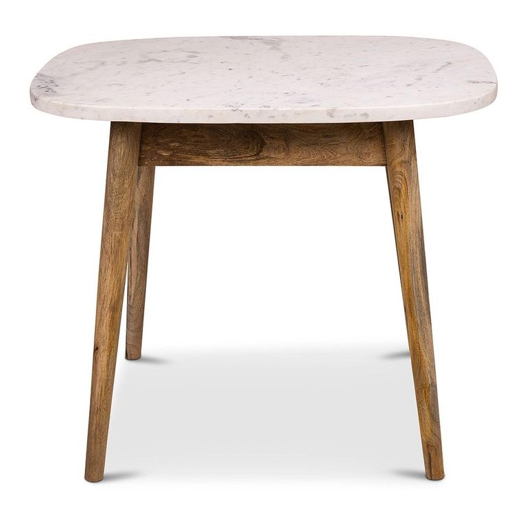 Reims Dining Table - 92cm - 4 Seater - Oval - White and Brown - Marble Effect and Wood