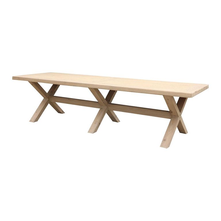 Tennessee Dining Table - 300cm - 12 Seater - Cross Legs - Natural - Wooden