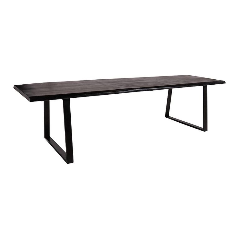 Trunk Industrial Dining Table - 300cm - 12 Seater - Live Edge - U Legs - Matt Black - Wood and Metal