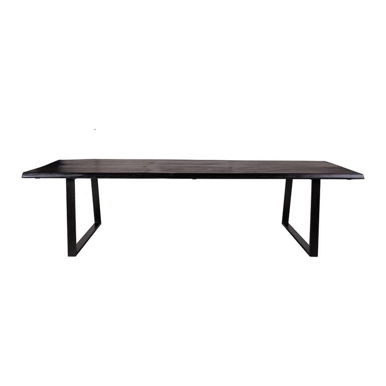 Trunk Industrial Dining Table - 300cm - 12 Seater - Live Edge - U Legs - Matt Black - Wood and Metal