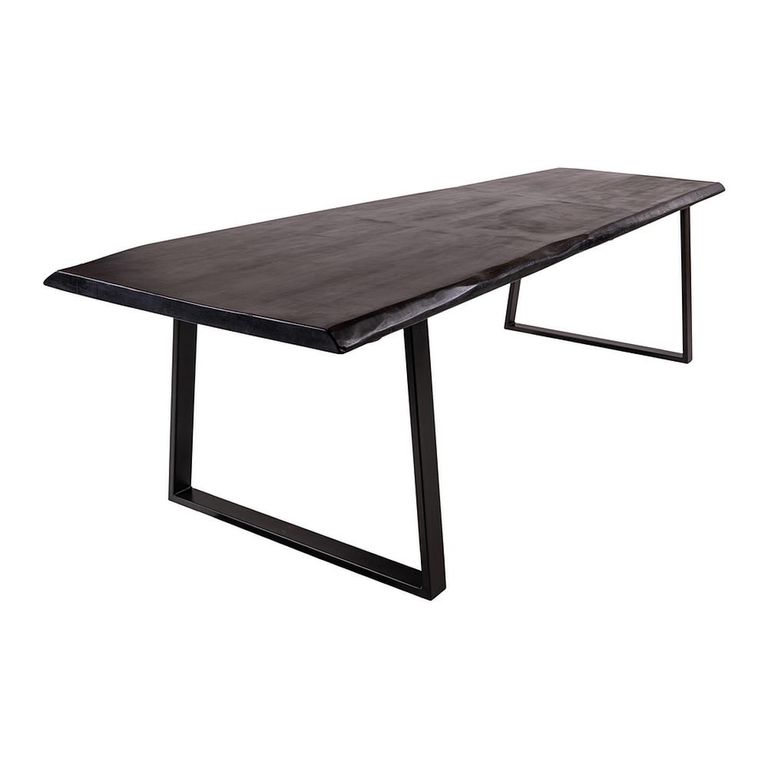 Trunk Industrial Dining Table - 300cm - 12 Seater - Live Edge - U Legs - Matt Black - Wood and Metal