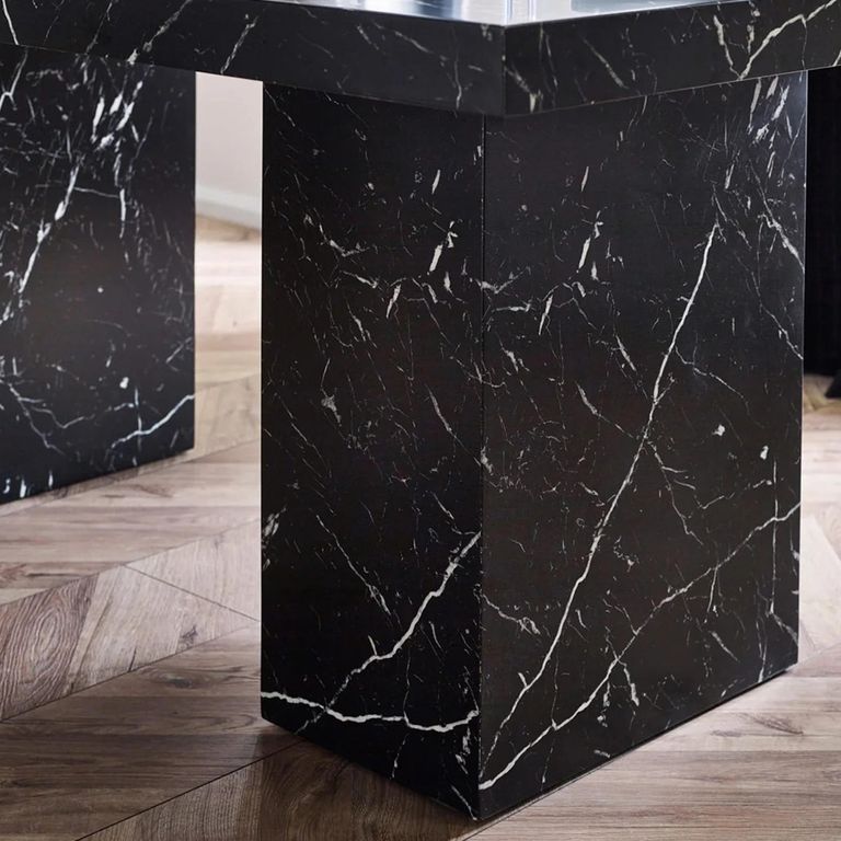 Rome Dining Table - 180cm - 8 Seater - Black - Marble Effect