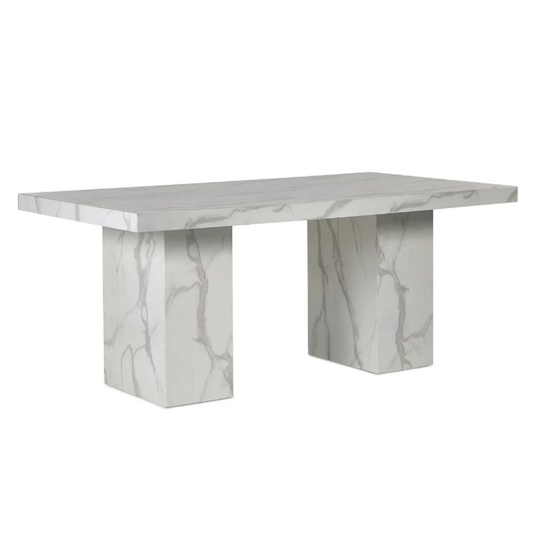 Rome Dining Table - 180cm - 8 Seater - White - Marble Effect