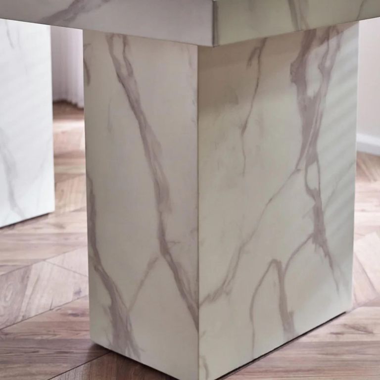 Rome Dining Table - 180cm - 8 Seater - White - Marble Effect
